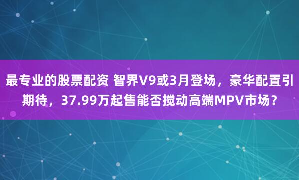 最专业的股票配资 智界V9或3月登场，豪华配置引期待，37.99万起售能否搅动高端MPV市场？
