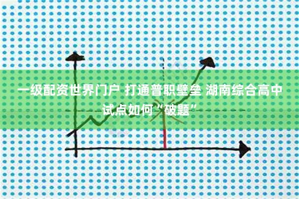 一级配资世界门户 打通普职壁垒 湖南综合高中试点如何“破题”